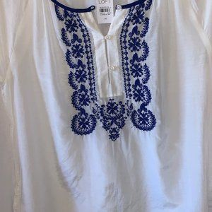 Ann Taylor Loft Sheer White Top